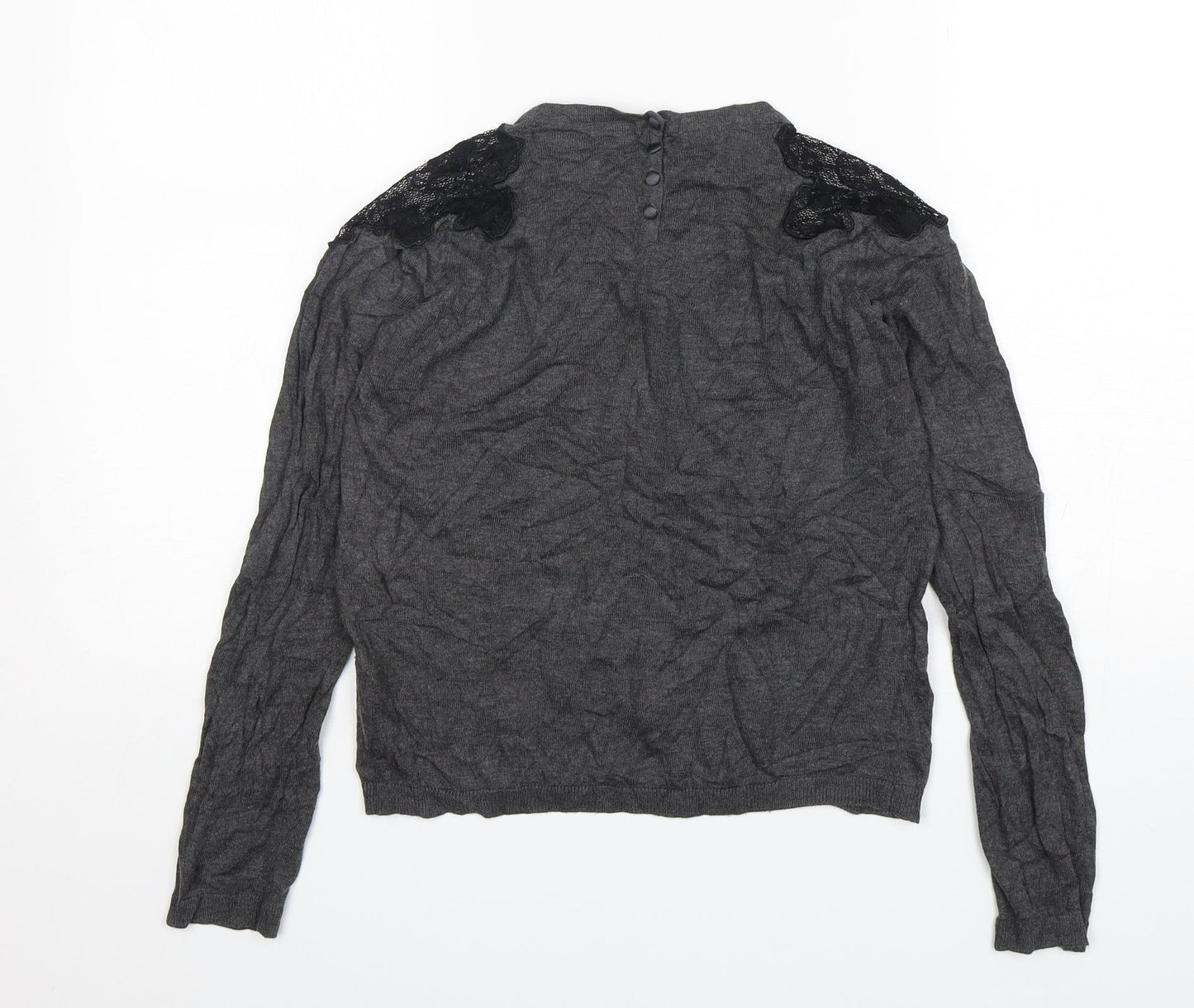 Zara Womens Grey Round Neck  Acrylic Pullover Jumper Size M