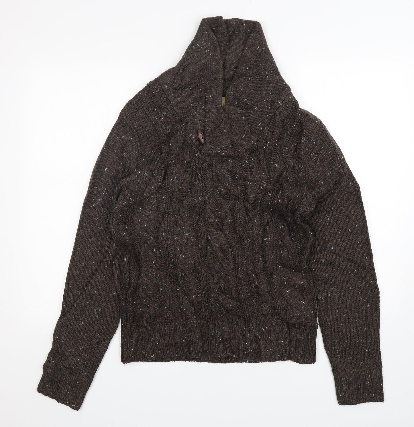 M&S Mens Brown V-Neck  Acrylic Pullover Jumper Size S