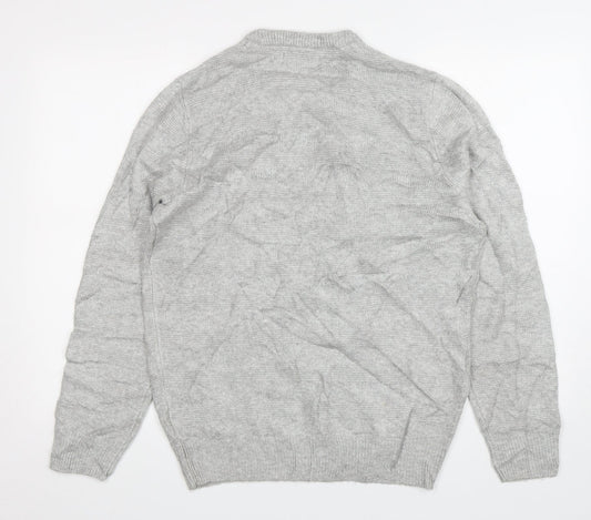 M&S Mens Grey Round Neck  Acrylic Pullover Jumper Size M
