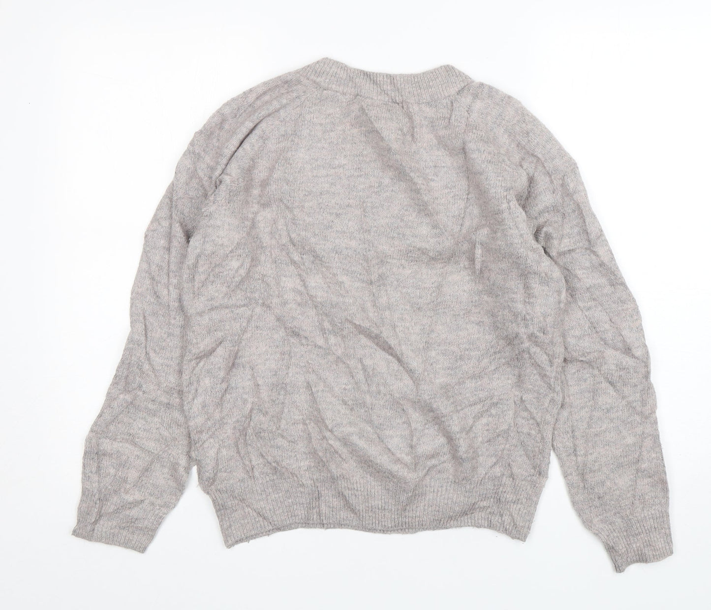 H&M Womens Pink V-Neck  Acrylic Pullover Jumper Size XS