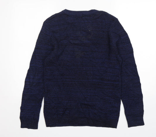 H&M Mens Blue Round Neck  Acrylic Pullover Jumper Size S