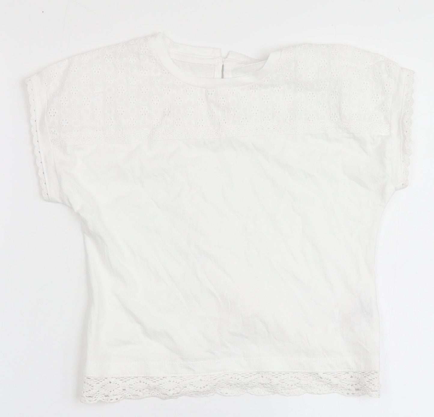 Dunnes Stores Girls White  100% Cotton Basic T-Shirt Size 7-8 Years Round Neck