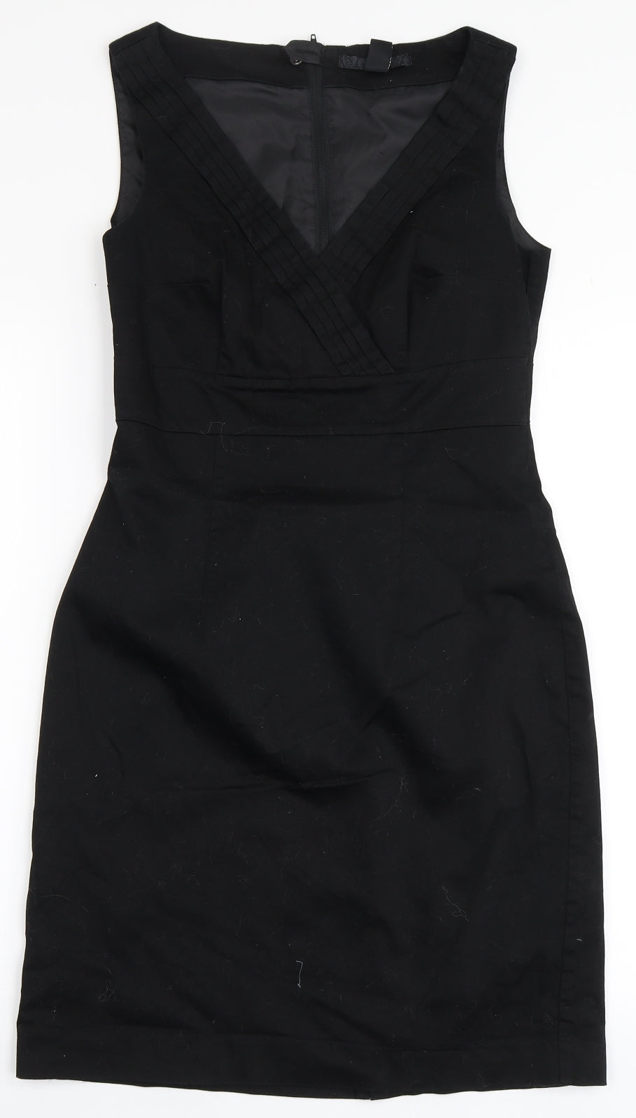 H&M Womens Black  Cotton A-Line  Size 8  V-Neck Zip