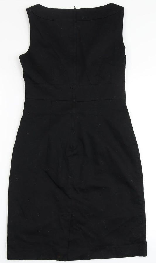 H&M Womens Black  Cotton A-Line  Size 8  V-Neck Zip