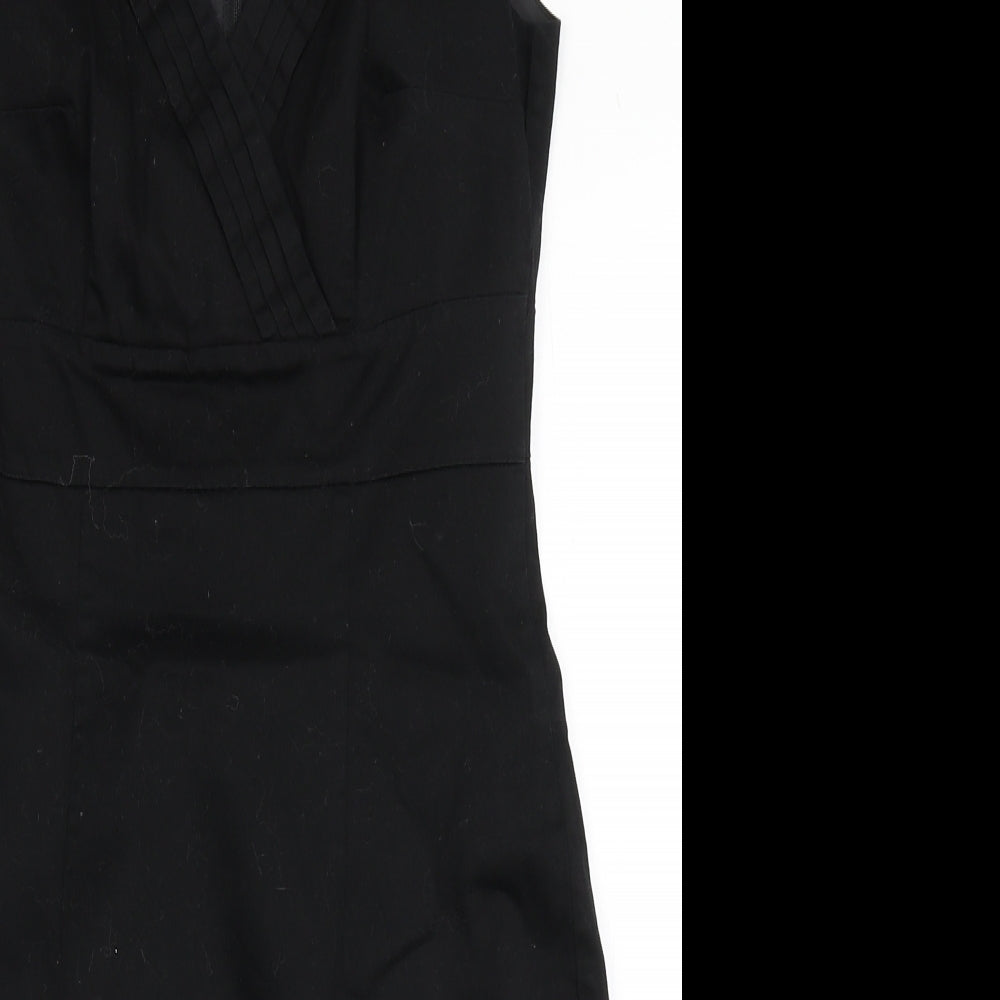 H&M Womens Black  Cotton A-Line  Size 8  V-Neck Zip