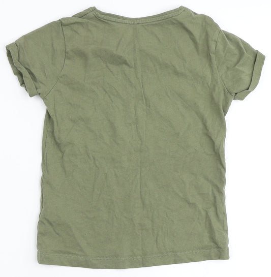 Primark Girls Green  100% Cotton Basic T-Shirt Size 7-8 Years Round Neck  - L'Amour