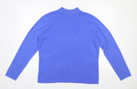Bonmarché Womens Blue High Neck  Acrylic Pullover Jumper Size 16