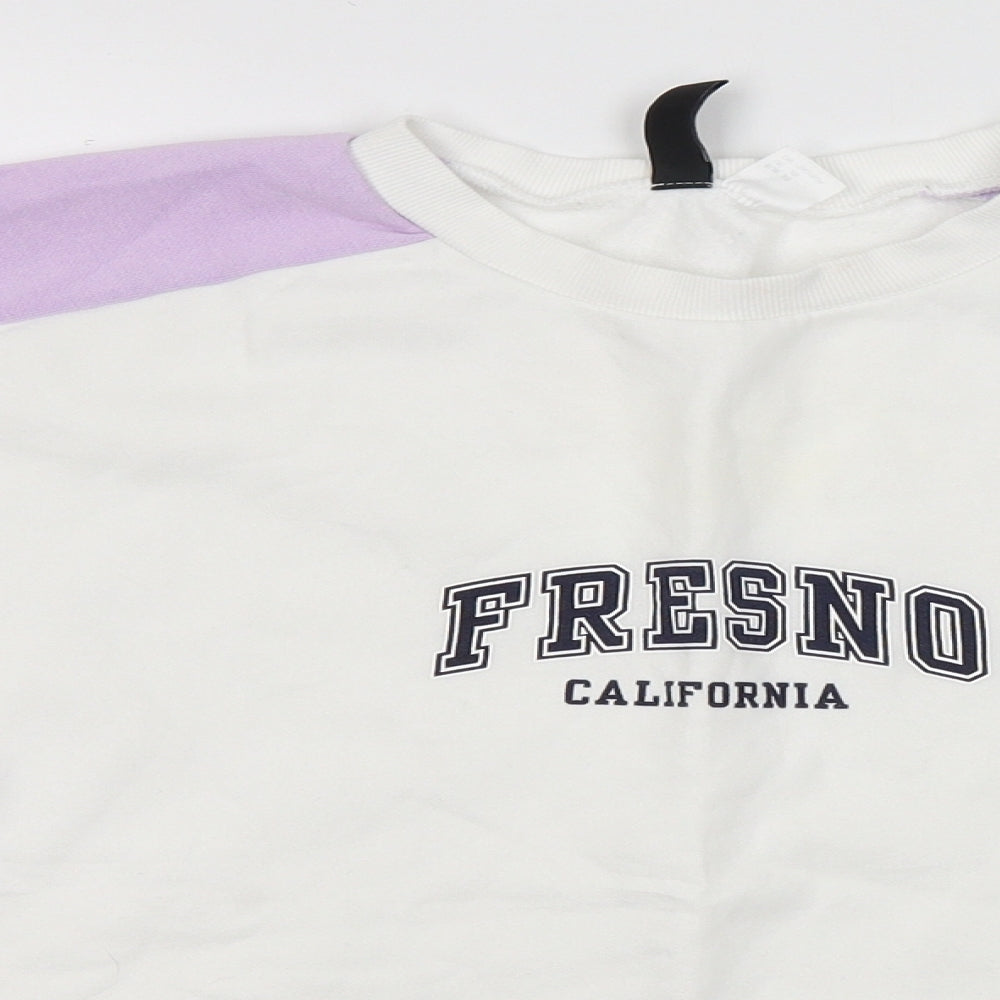 Divided by H&M Womens White Round Neck  Cotton Pullover Jumper Size XS   - Fresno California