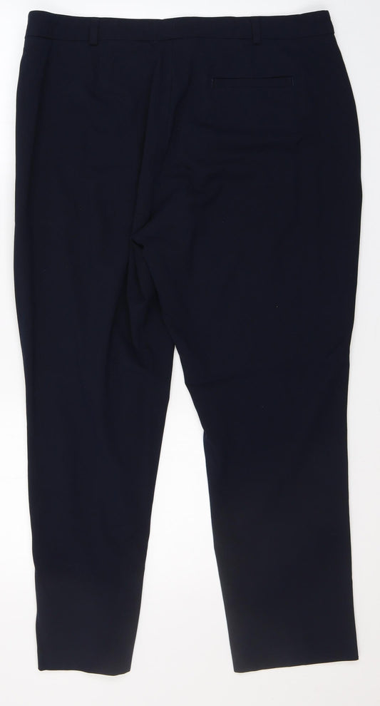 Marks and Spencer Womens Blue  Polyester Trousers  Size 16 L25 in Regular Zip