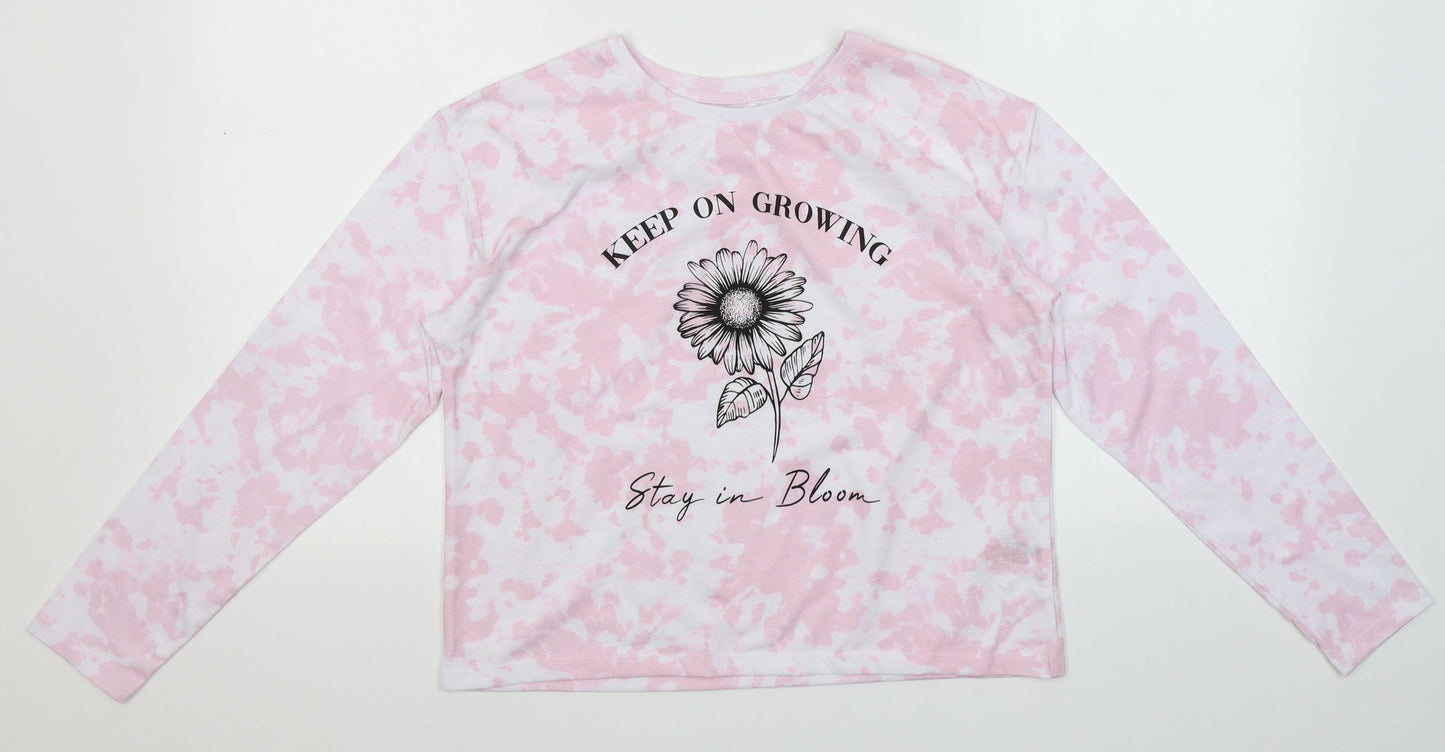 Dunnes Stores Girls Pink Spotted Polyester Top Pyjama Top Size 11-12 Years   - Keep on growing. Stay in bloom