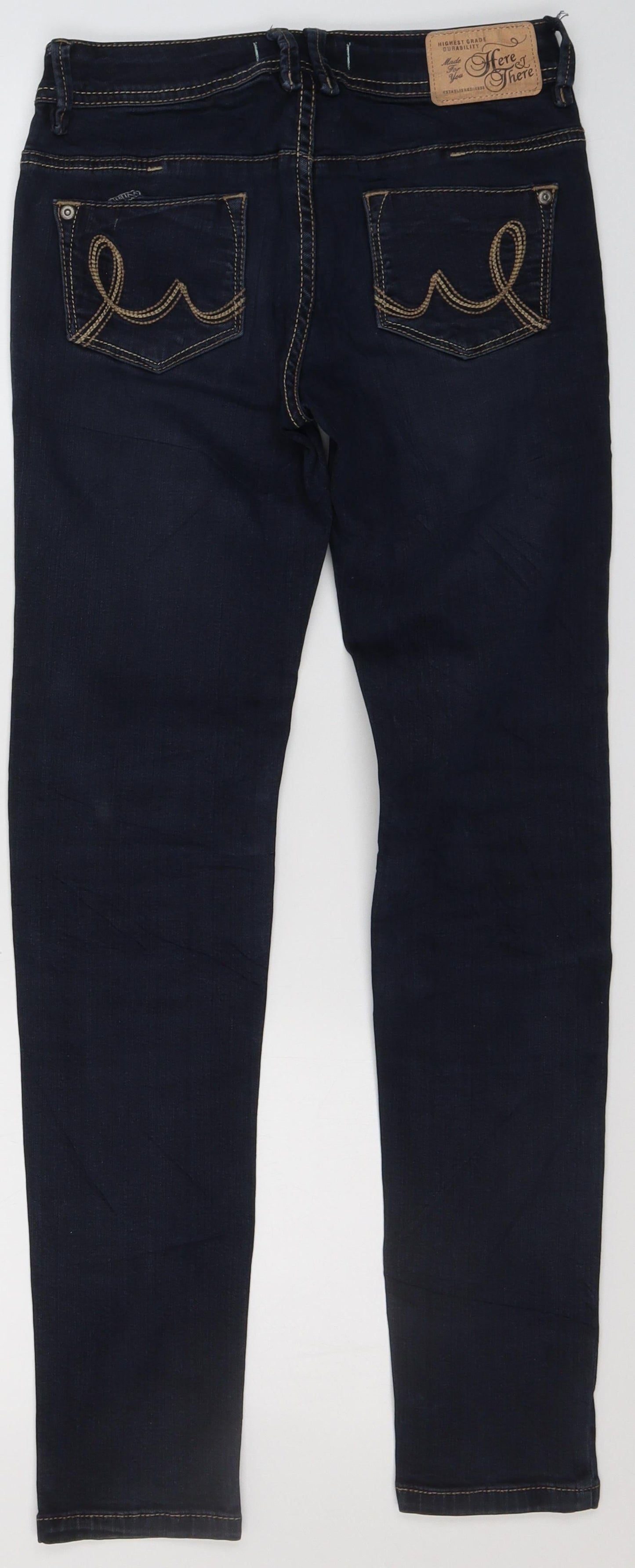 Here + There Girls Blue  Cotton Skinny Jeans Size 12-13 Years  Regular Zip