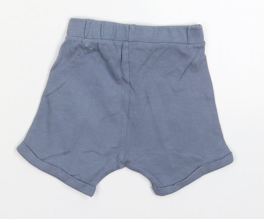 George Boys Blue  Cotton Cropped Trousers Size 6-9 Months  Drawstring - Sweat Shorts