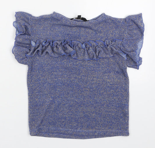 Cosmic Kids Girls Blue  Polyester Basic T-Shirt Size 8 Years Round Neck Pullover