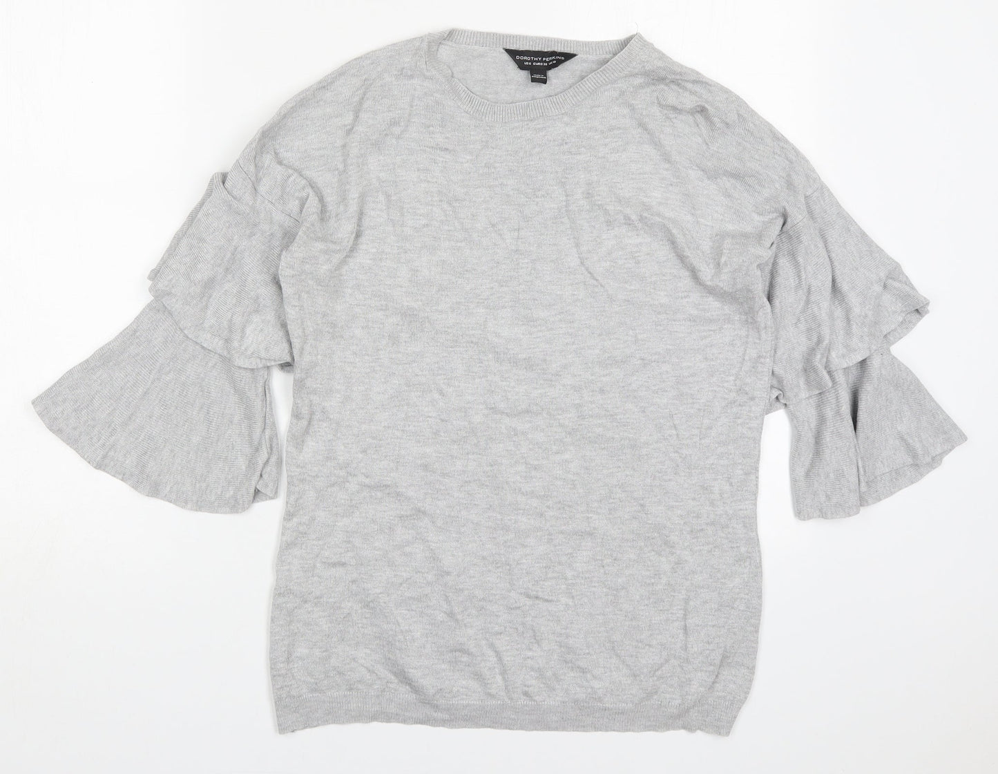 Dorothy Perkins Womens Grey Round Neck  Viscose Pullover Jumper Size 10