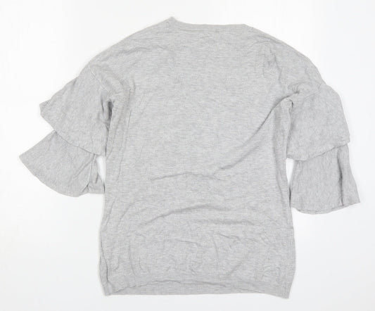 Dorothy Perkins Womens Grey Round Neck  Viscose Pullover Jumper Size 10