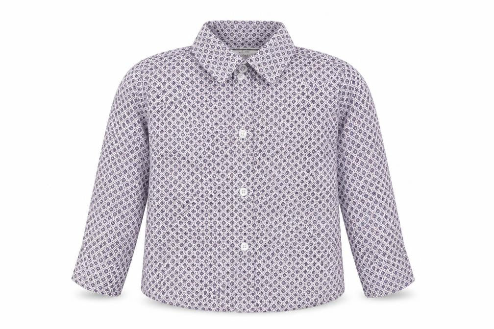 Notting Hill Boys Purple Geometric Cotton Basic Button-Up Size 12-18 Months Collared Button