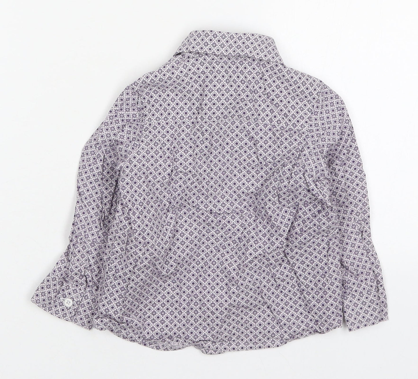 Notting Hill Boys Purple Geometric Cotton Basic Button-Up Size 12-18 Months Collared Button