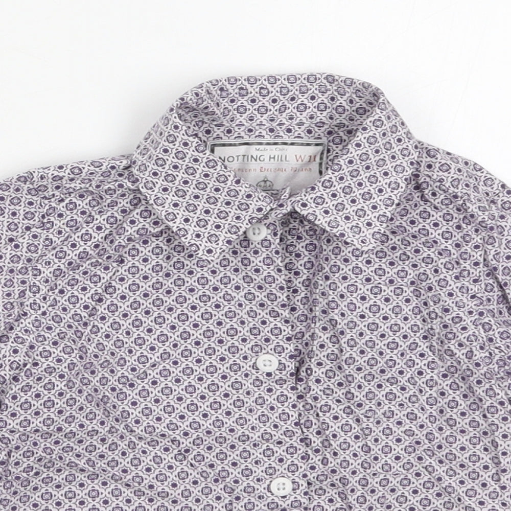 Notting Hill Boys Purple Geometric Cotton Basic Button-Up Size 12-18 Months Collared Button