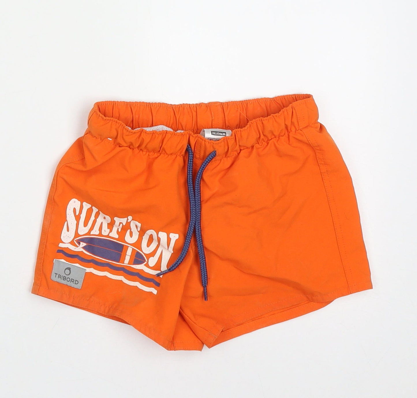 DECATHLON Boys Orange  Polyester Sweat Shorts Size 4 Years  Regular Tie - surfs on