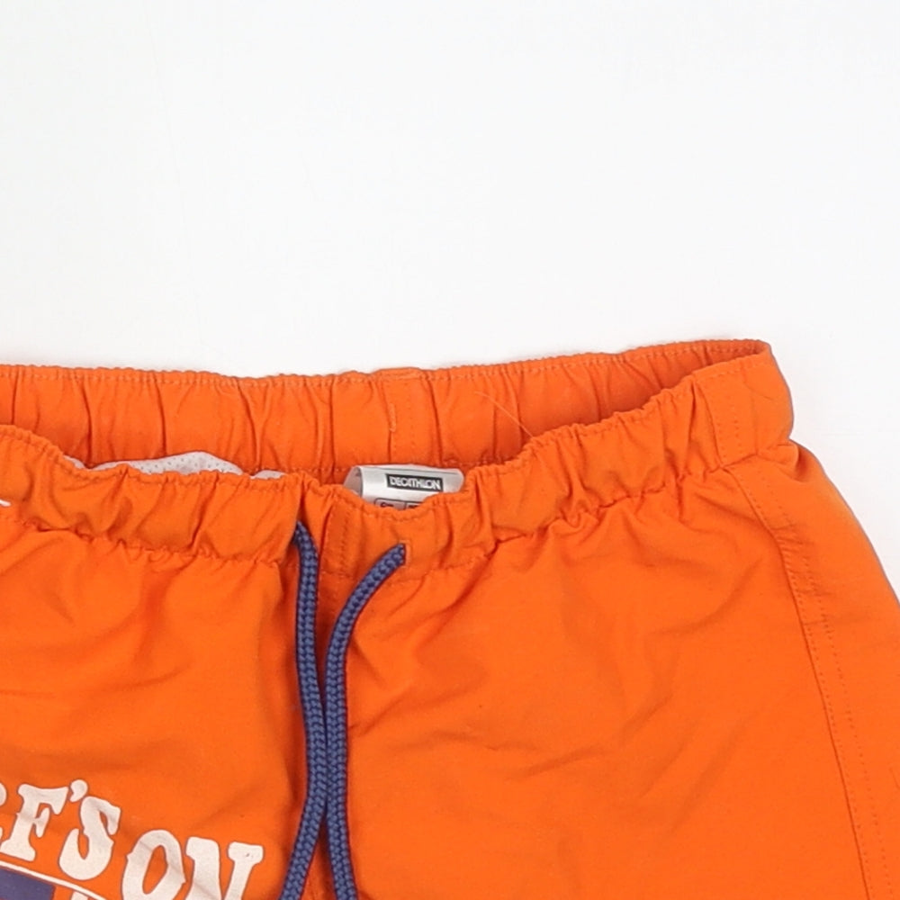DECATHLON Boys Orange  Polyester Sweat Shorts Size 4 Years  Regular Tie - surfs on