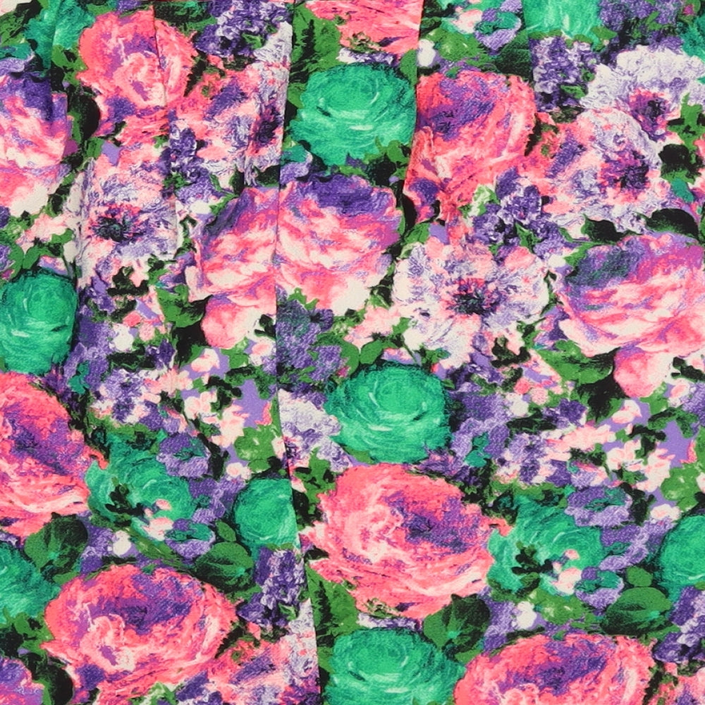 River Island Womens Multicoloured Floral Polyester A-Line Skirt Size 10   Zip