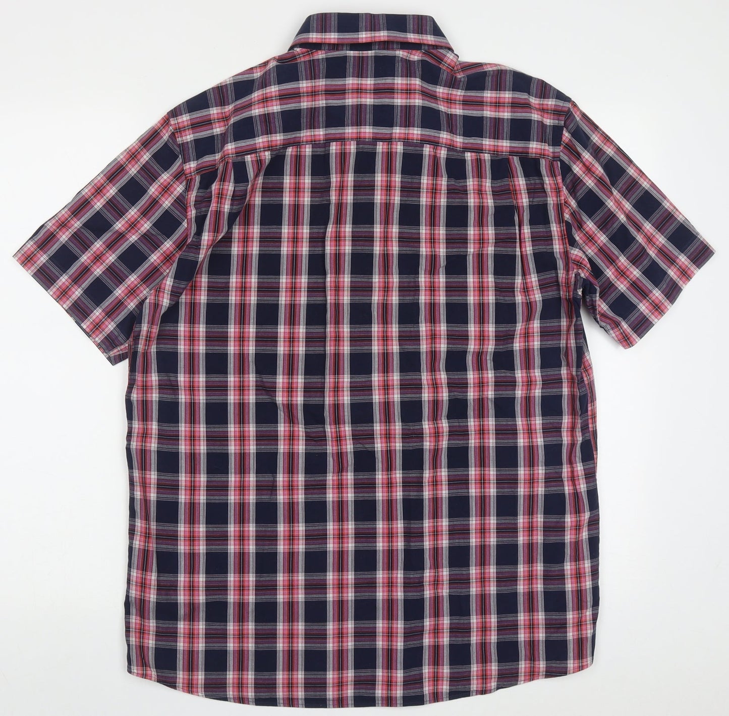 Blue Harbour Mens Blue Check Cotton  Button-Up Size M Collared Button