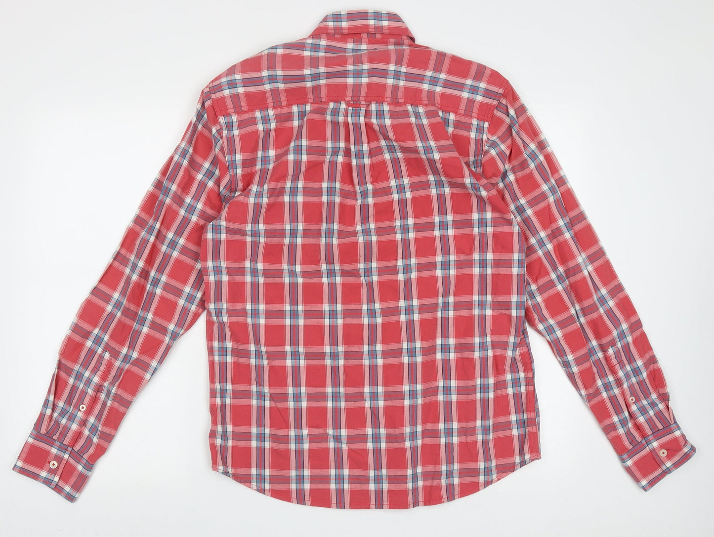 Cedar Wood State Mens Red Check Cotton  Button-Up Size M Collared Button