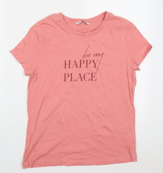 Very Womens Pink  Cotton Basic T-Shirt Size 12 Crew Neck - be my happy place