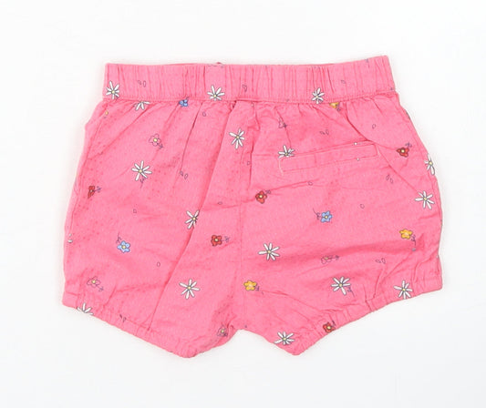H&M Girls Pink Floral Cotton Cropped Trousers Size 6-9 Months