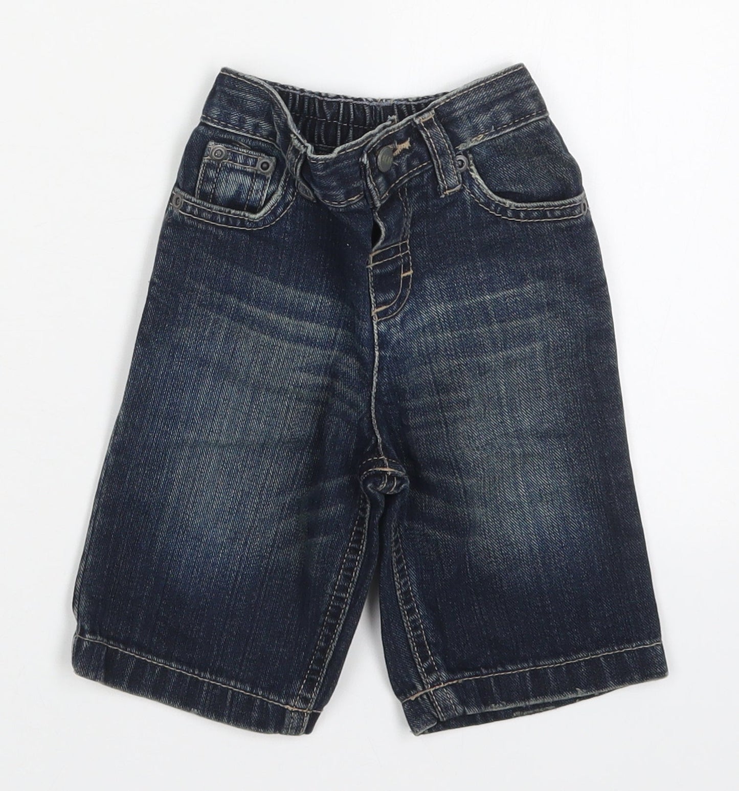 Matalan Boys Blue  Cotton Capri Jeans Size 3-6 Months  Button