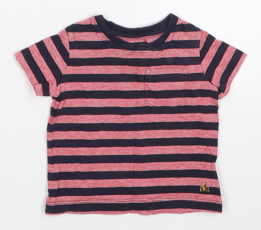 Gap Boys Red Striped Cotton Basic T-Shirt Size 6-9 Months Crew Neck Pullover