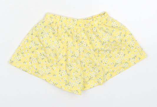 Mothercare Girls Yellow Floral Cotton Cropped Trousers Size 3-6 Months   - Shorts