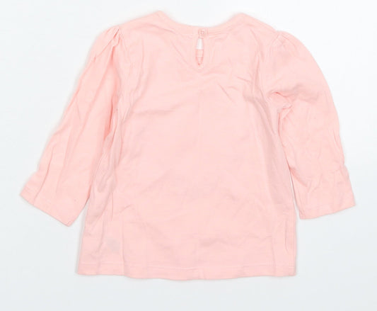 George Girls Pink Cotton Basic T-Shirt Size 6-9 Months Crew Neck Pullover - Hello Sweetie Love Heart