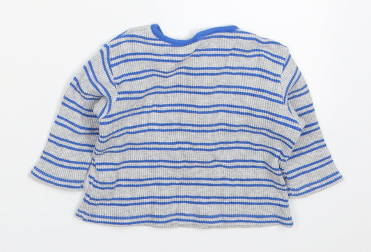 Marks and Spencer Boys Blue Striped Cotton Pullover Jumper Size 6-9 Months  Pullover - Paw Print
