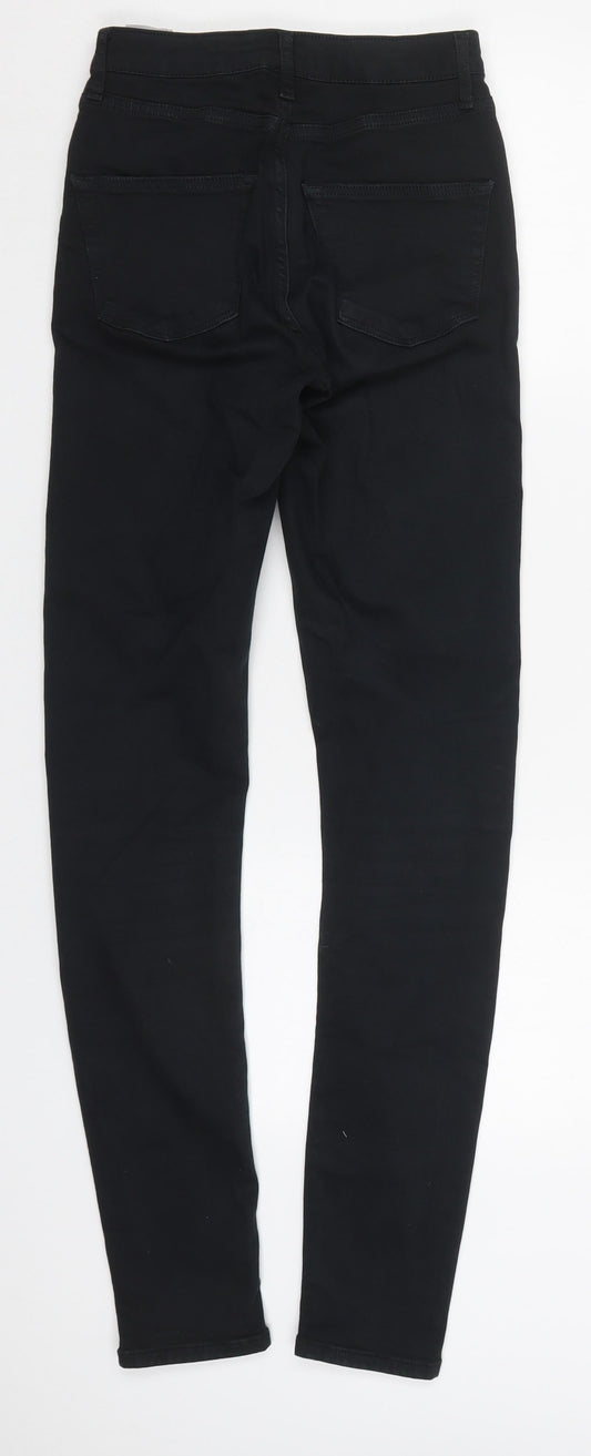 Topshop Womens Black  Cotton Skinny Jeans Size 26 in L29 in Regular Button