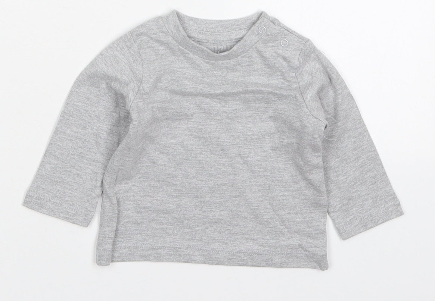 Peacocks Baby Grey  Cotton Basic T-Shirt Size 0-3 Months Crew Neck Pullover