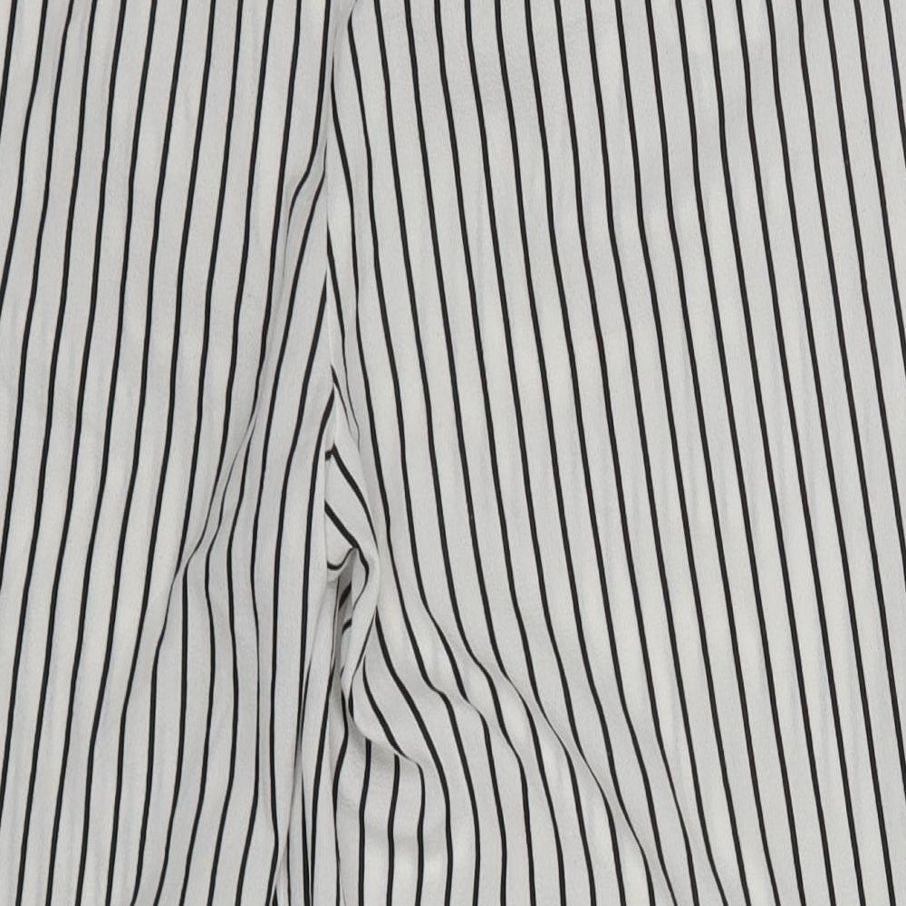 CI SONO Womens White Striped Polyester Cropped Trousers Size S L20 in Regular Zip
