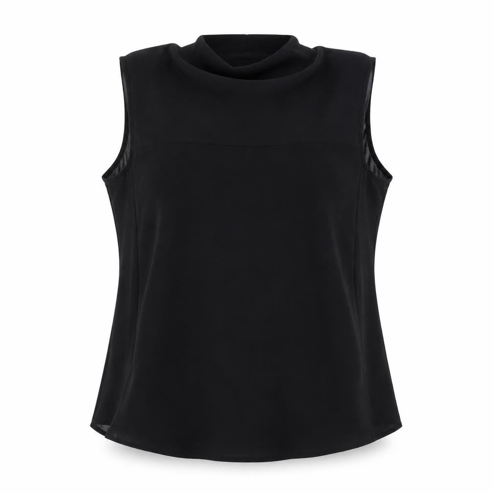 Zara Womens Black  Polyester Basic Button-Up Size S Mock Neck