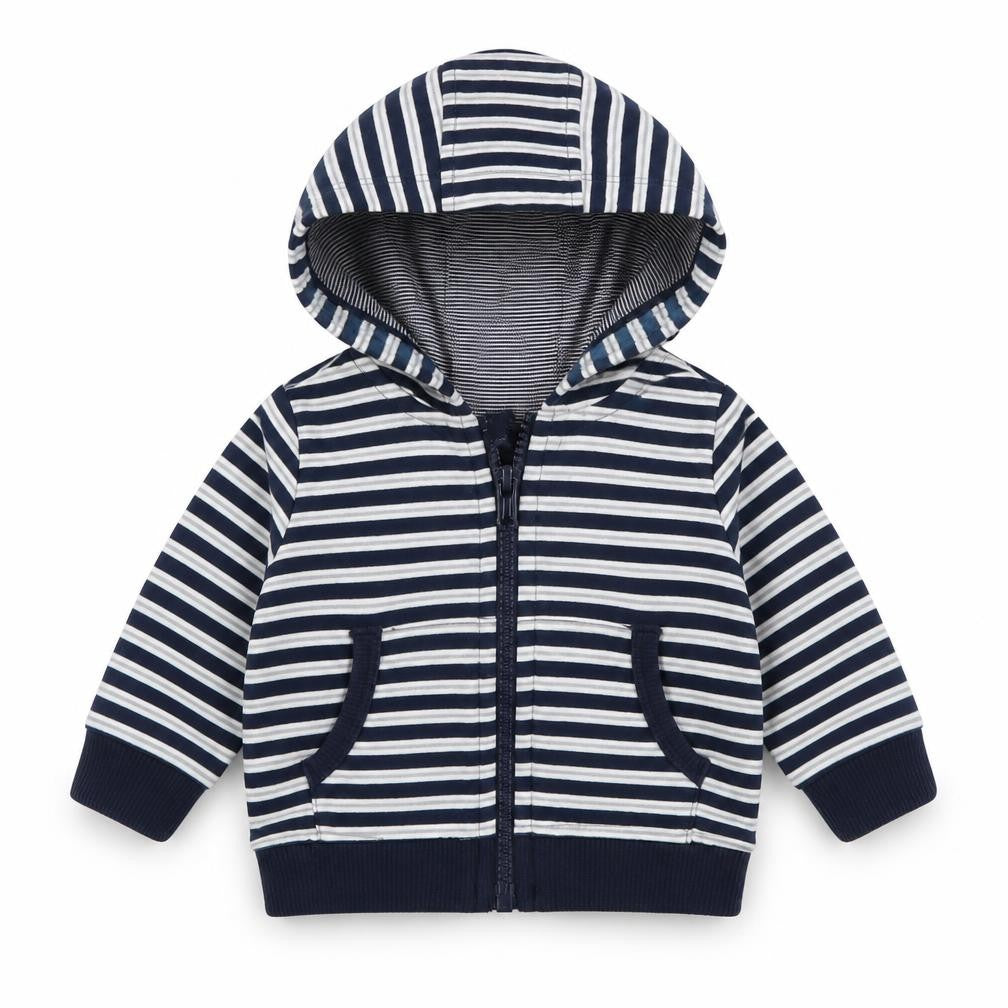 Next Boys Blue Striped  Jacket  Size 0-3 Months   Zip