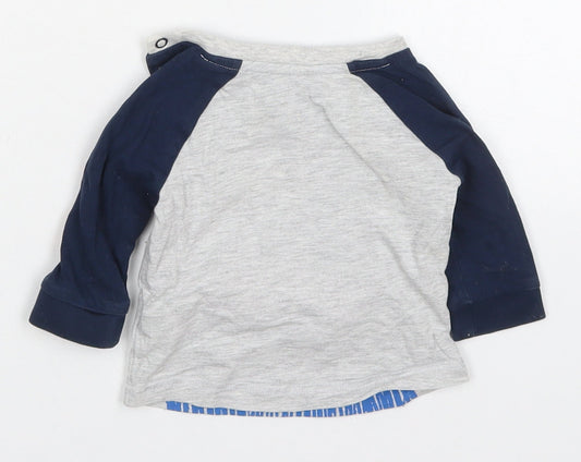 F&F Boys Multicoloured  Cotton Basic T-Shirt Size 0-3 Months Crew Neck Pullover - Monster