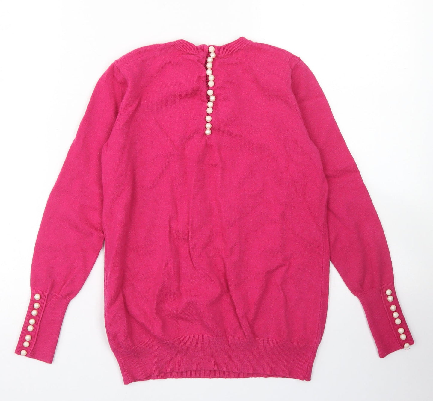Savida Womens Pink Crew Neck  Viscose Pullover Jumper Size XS