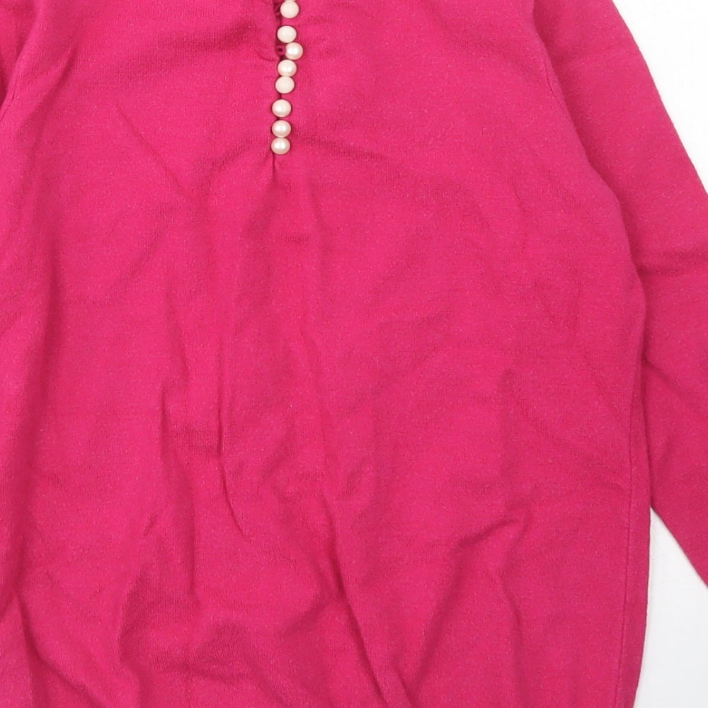 Savida Womens Pink Crew Neck  Viscose Pullover Jumper Size XS