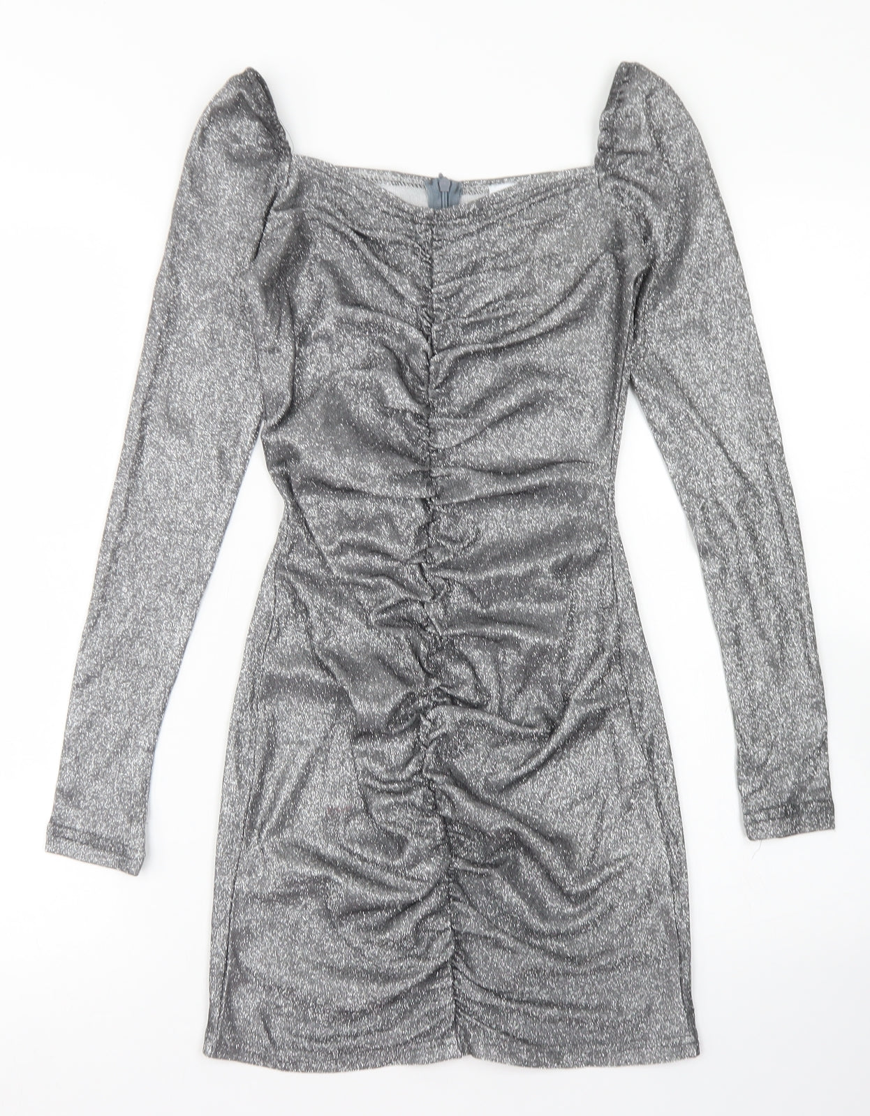 Femme Luxe Womens Silver  Polyester Bodycon  Size S  Sweetheart