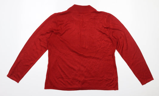 Bonmarché Womens Red High Neck  Acrylic Pullover Jumper Size M