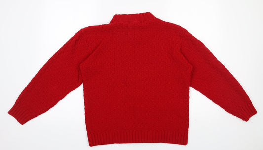 PINK Womens Red High Neck  Acrylic Pullover Jumper Size M