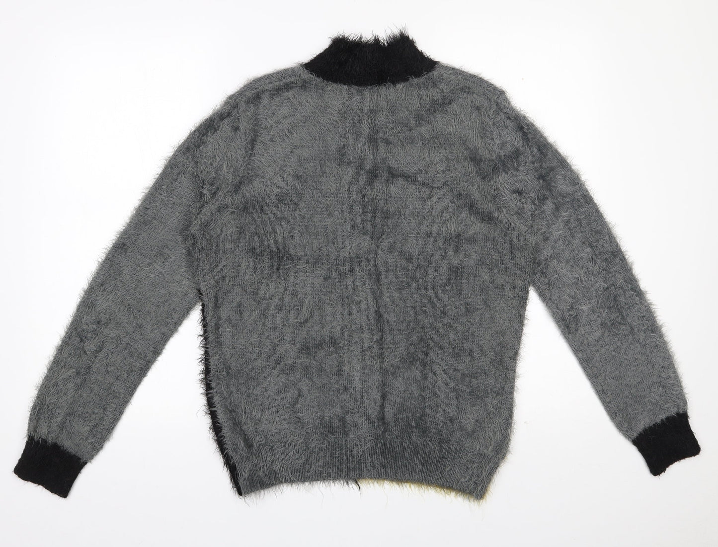 Klass Womens Grey High Neck  Acrylic Pullover Jumper Size M