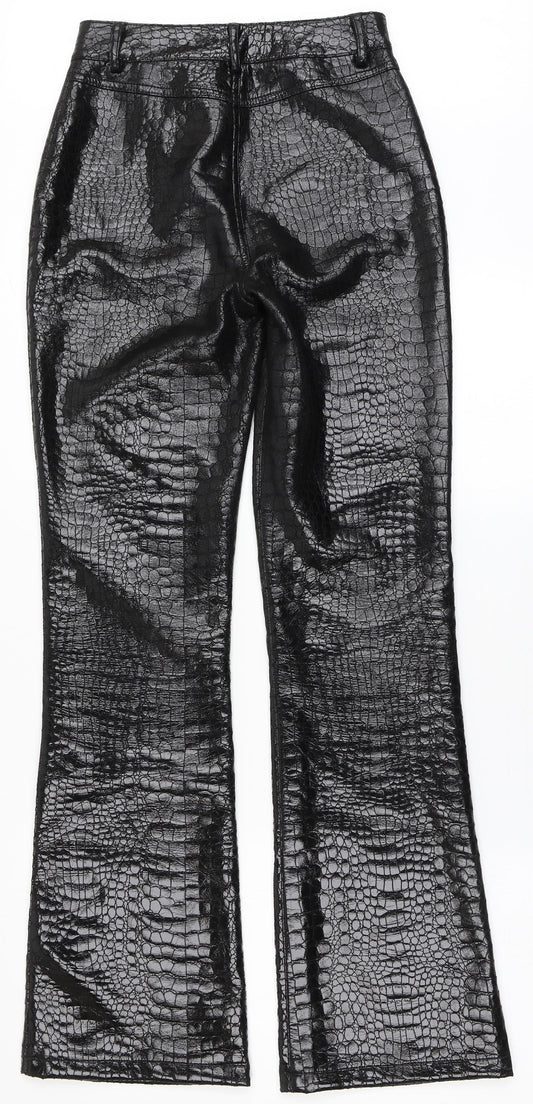 Motel Womens Black Animal Print Polyester Trousers  Size XS L31 in Regular Button - Snake Print