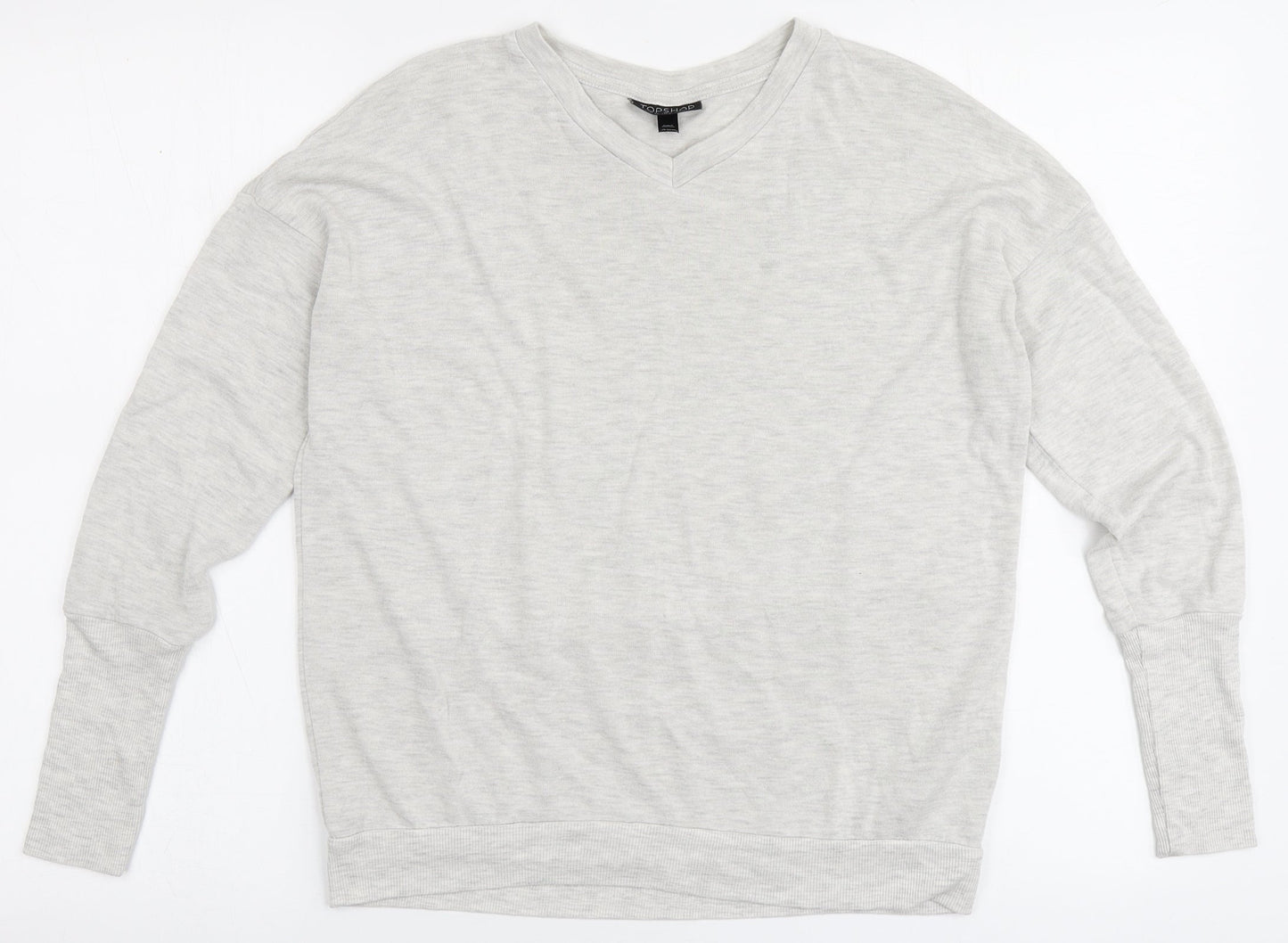 Topshop Womens Grey V-Neck  Polyester Pullover Jumper Size 6