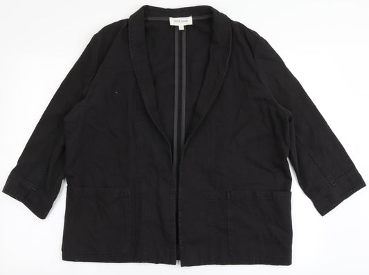 Per Ub=na Womens Black  Cotton Jacket Blazer Size 12
