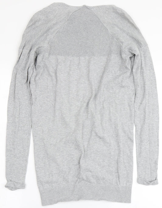 New Look Womens Grey V-Neck  Cotton Cardigan Jumper Size 8
